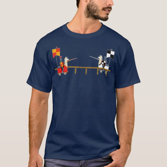 Llama Jousting   Funny Mediaeval Knight Lance T-Shirt (Front)