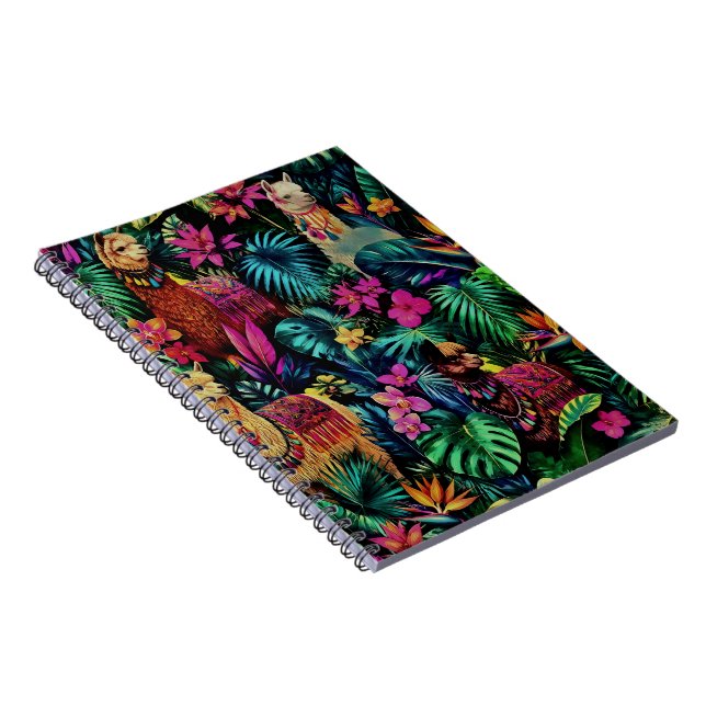 Llama Jungle Dreams Seamless Surface Pattern Notebook (Right Side)