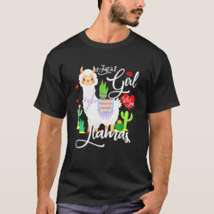 Llama Just a Girl Who Loves Llamas Pink T-Shirt
