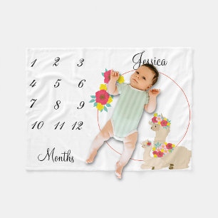 Llama Keepsake Milestone Baby Photo Backdrop Fleece Blanket