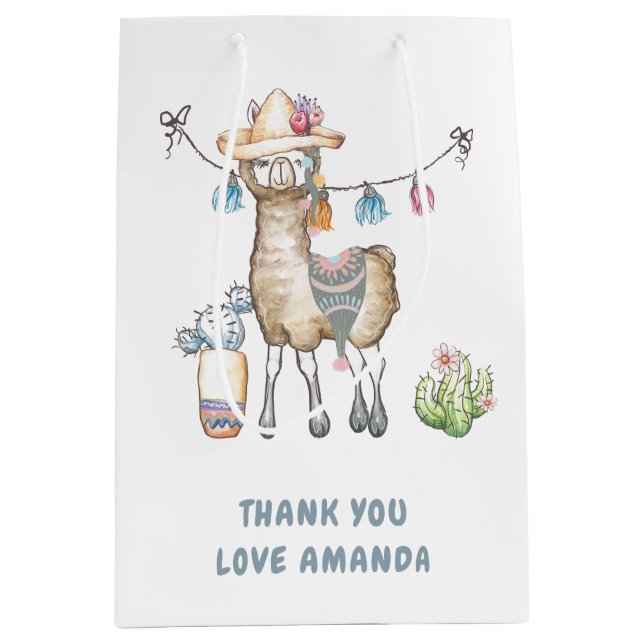 Llama Kids Birthday Party Medium Gift Bag (Front)