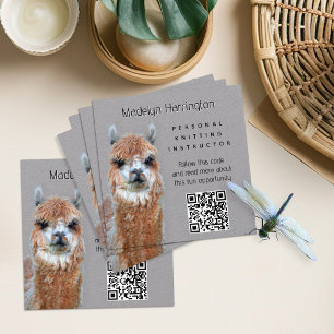 Llama Knitting Instructor QR code Business Card