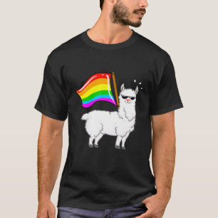 Llama Lgbt Flag Cool Rainbow Banner Camel Fan T-Shirt