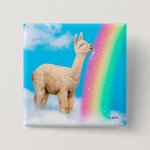 Llama Licking Rainbow 15 Cm Square Badge