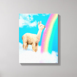 Llama Licking Rainbow Canvas Print