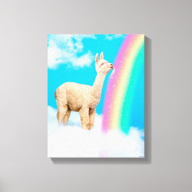 Llama Licking Rainbow Canvas Print (Front)