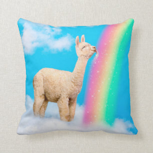 Llama Licking Rainbow Cushion