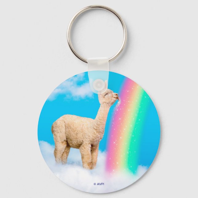 Llama Licking Rainbow Key Ring (Front)