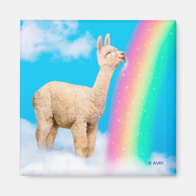 Llama Licking Rainbow Magnet (Front)