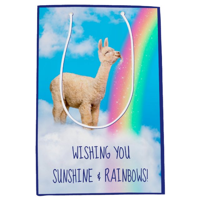 Llama Licking Rainbow Medium Gift Bag (Front)