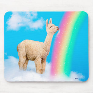 Llama Licking Rainbow Mouse Mat
