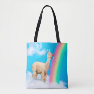 Llama Licking Rainbow Tote Bag