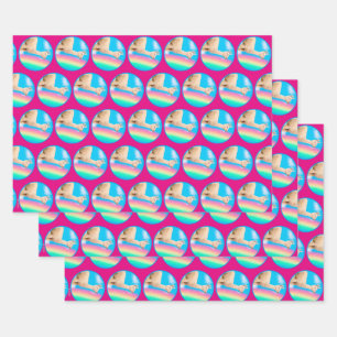 Llama Licking Rainbow Wrapping Paper Sheet