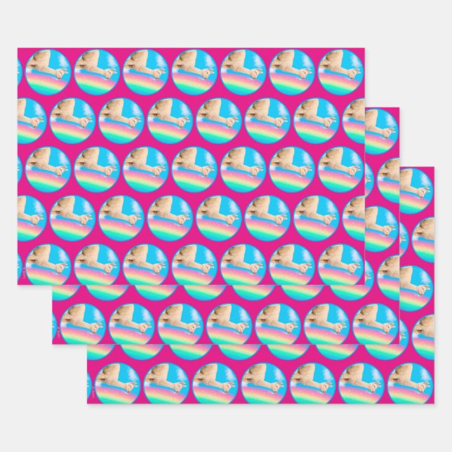 Llama Licking Rainbow Wrapping Paper Sheet (Set)
