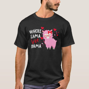 Llama Llama Alpaca Love Valentines Day Hearts Glas T-Shirt