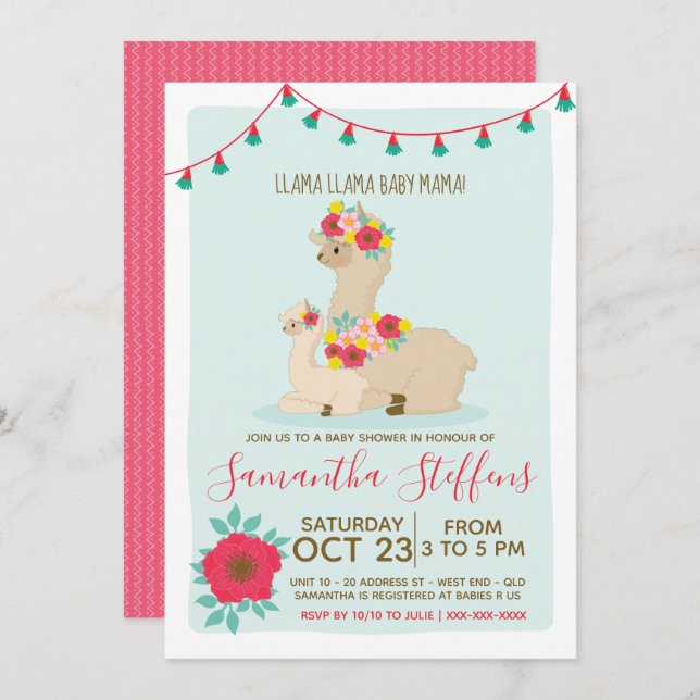 Llama Llama Baby Llama Baby Shower Invitation (Front/Back)