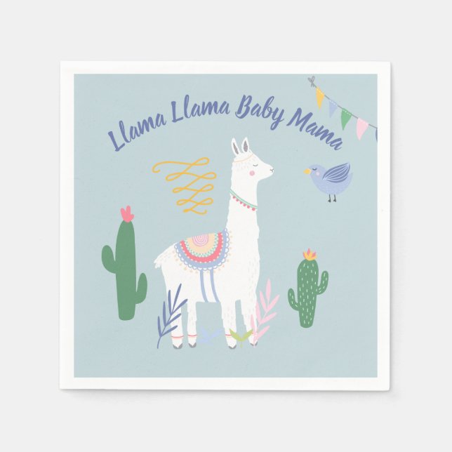 Llama Llama Baby Mama Baby Shower Napkin (Front)