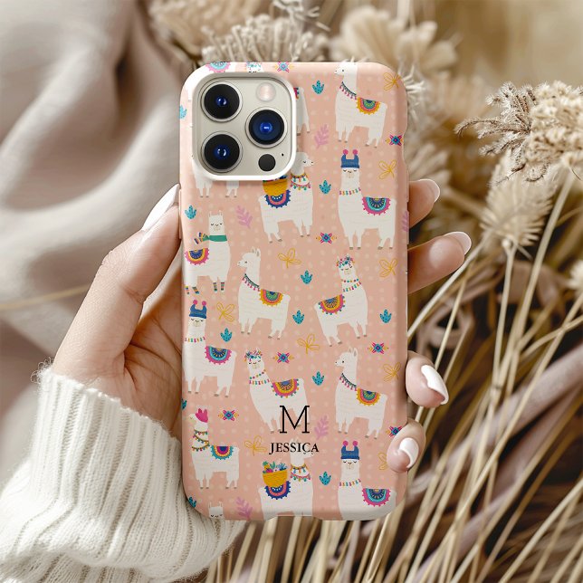 Llama Llama Cute Llama Pattern on Pink Case-Mate iPhone Case ( You'll stand out from the herd with this adorable and original Llama pattern phone case.)