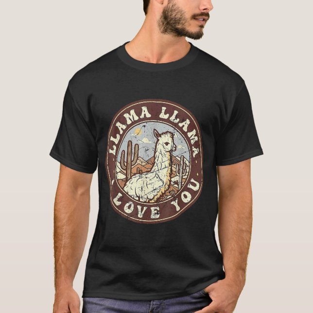 Llama Llama I Love You Retro Style touch of Alpaca T-Shirt (Front)