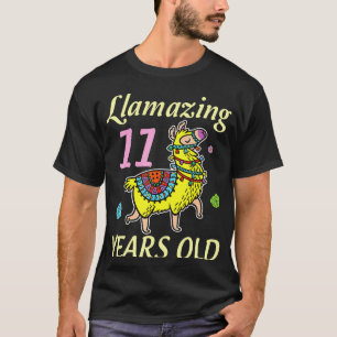 Llama Llamazing 11 Years Old Happy Birthday Boy Gi T-Shirt