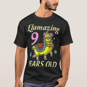 Llama Llamazing 9 Years Old Happy Birthday Boy Gir T-Shirt