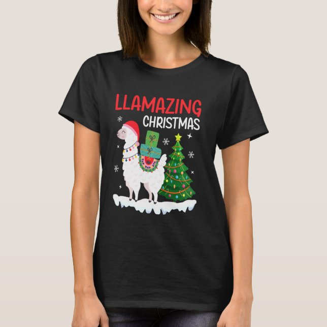 Llama Llamazing Christmas Pyjamas For Xmas Party H T-Shirt (Front)