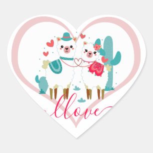 Llama Llove Heart Sticker