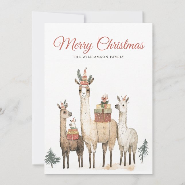Llama Love Christmas Holiday Card (Front)