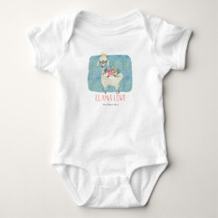 Llama Love Crown Watercolor Cute Kawaii Adorable Baby Bodysuit