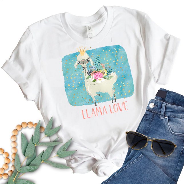 Llama Love Crown Watercolor Cute Kawaii Adorable  T-Shirt (Creator Uploaded)