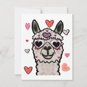 Llama Love Hearts Valentine's     Card