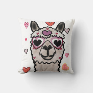 Llama Love Hearts Valentine's Cushion