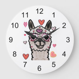 Llama Love Hearts Valentine's      Large Clock