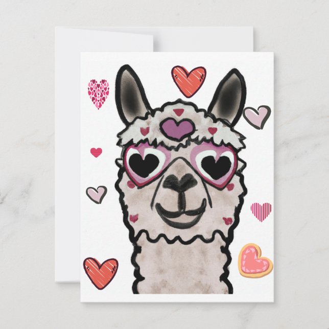 Llama Love Hearts Valentine's     Thank You Card (Front)