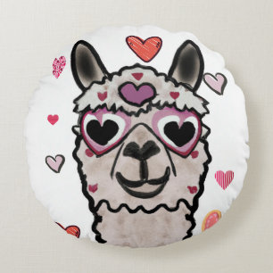 Llama Love Hearts Valentine's Throw Pillow