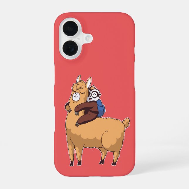 Llama Love Hug iPhone 16 Case (Back)