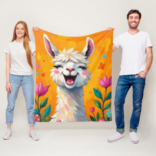 Llama Love in Bloom Fleece Blanket