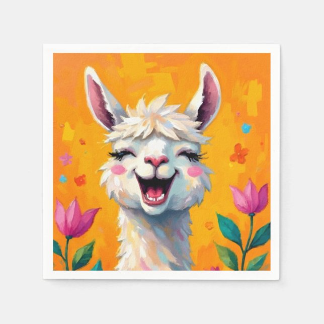 Llama Love in Bloom Napkin (Front)