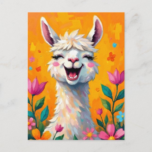 Llama Love in Bloom Postcard (Front)