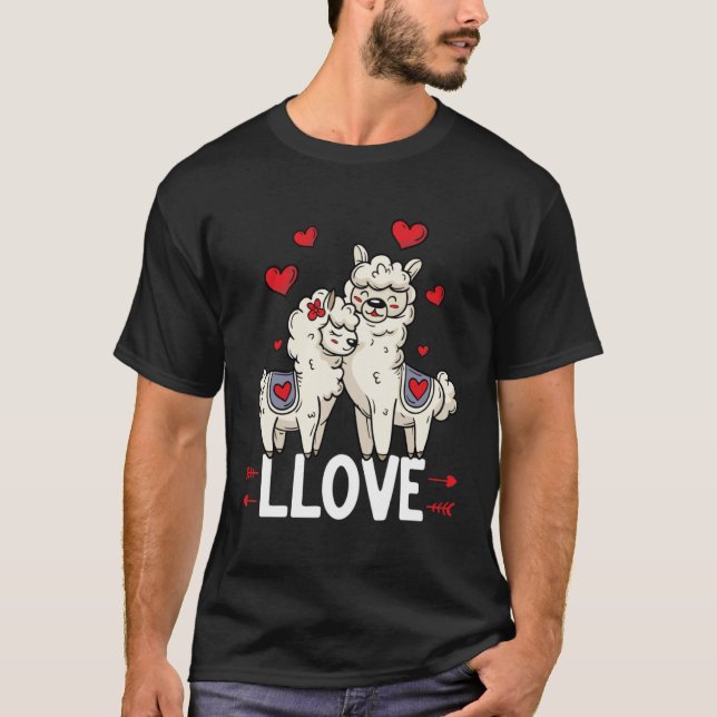 Llama Love  Valentine's Day Llama  Animal T-Shirt (Front)