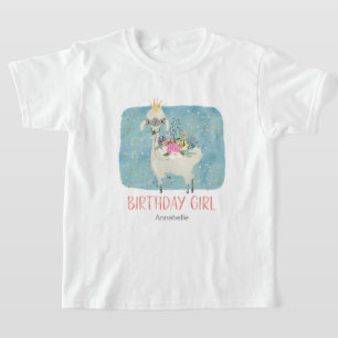 Llama Love Watercolor Cute Birthday Girl Party T-Shirt