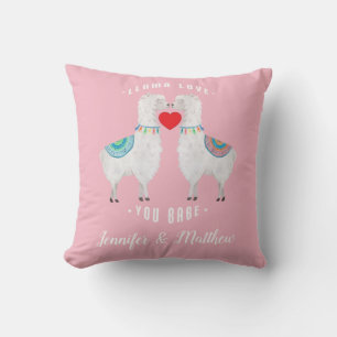 Llama Love You Babe Custom Couples Names Cushion