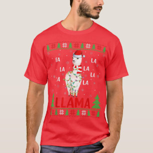 Llama Lover Xmas Lights Ugly Fa La La Llama Christ T-Shirt