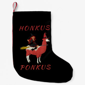 Llama Lovers | Honkus Ponkus Witch Riding Llama Small Christmas Stocking