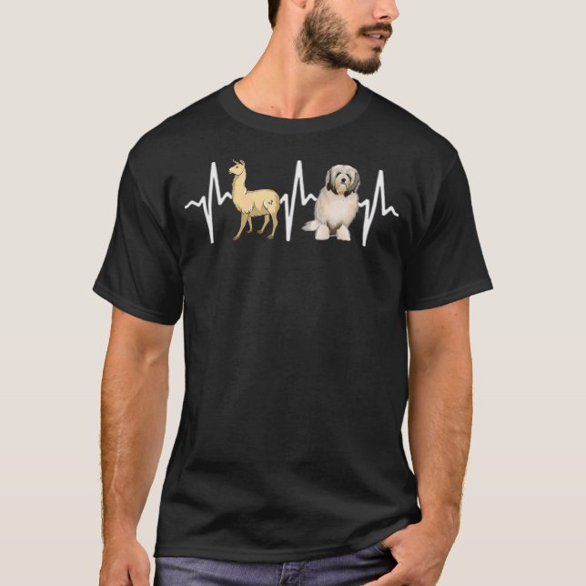Llama Lowchen Heartbeat Dog T-Shirt (Front)