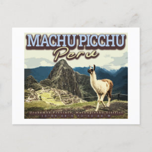 LLAMA - MACHU PICCHU PERU POSTCARD