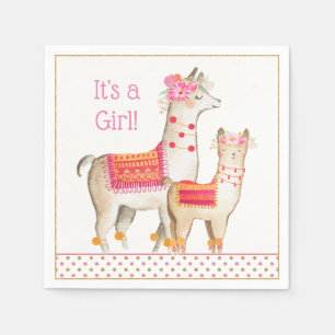 Llama Mama Baby Girl Shower Napkins