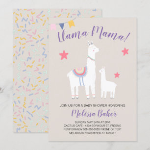 Llama Mama Baby Llama Cute Baby Shower Invitation
