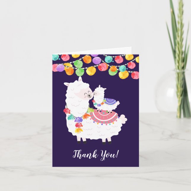 Llama Mama Baby Shower Thank You Note (Front)