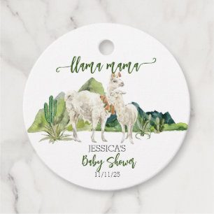 Llama Mama Baby Shower Watercolor Favour Tags
